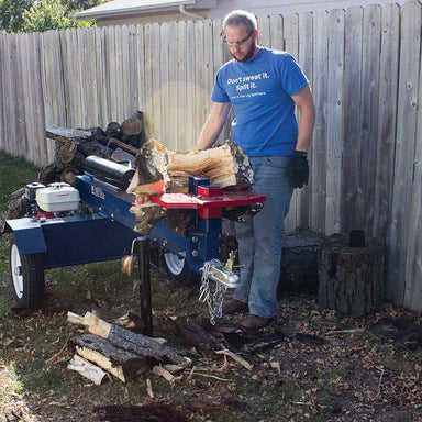 log was split into 4 using the Iron and Oak log splitter with 4 way wedge