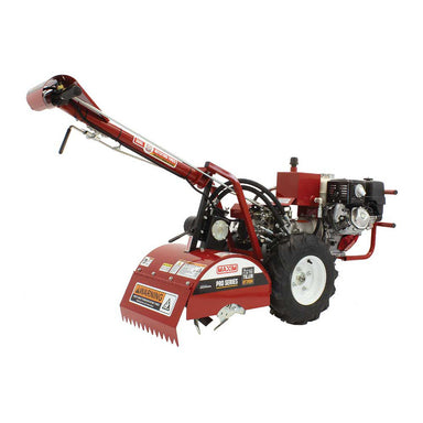 Partial side view of Maxim hydraulic rear tine tiller