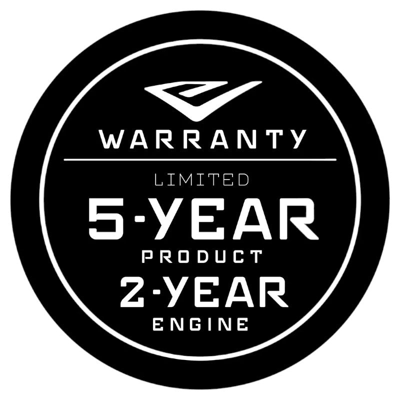 5 Year Product Warranty 2 Year Engine Warranty Emblem For the Earthquake Acreage Tow Behind Rough Cut Mower