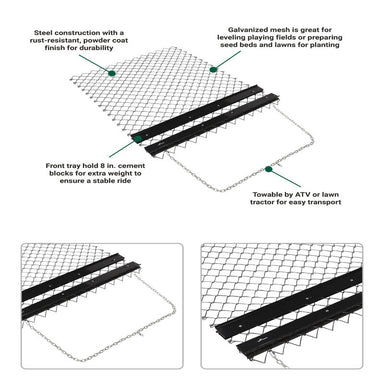 info graph of Strongway ATV Drag Harrow | 60-In. X 48-In. Features