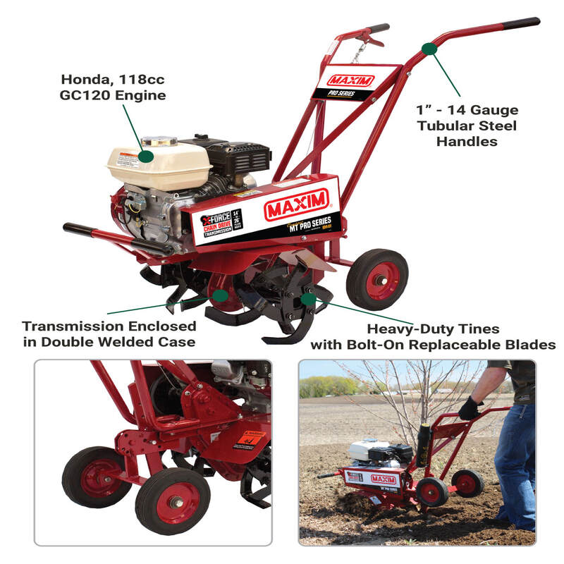 an infograph of compact tiller's features