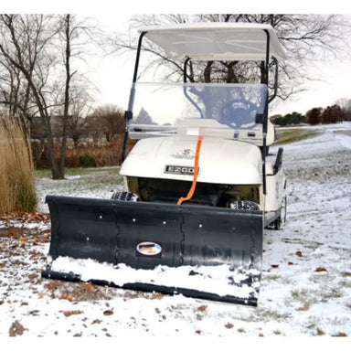 Full front view of EZ-Go and Cushman Golf Cart with Nordic Plow 49 Inches plow