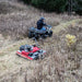 Side View of Earthquake Acreage Tow Behind Rough Cut Mower Mounted On ATV