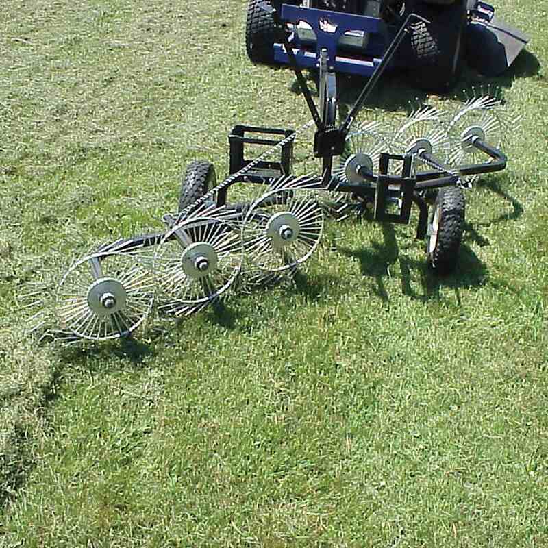 Strongway 55 Inch Inline Acreage Rake w 6 Tines mounted on lawn mower