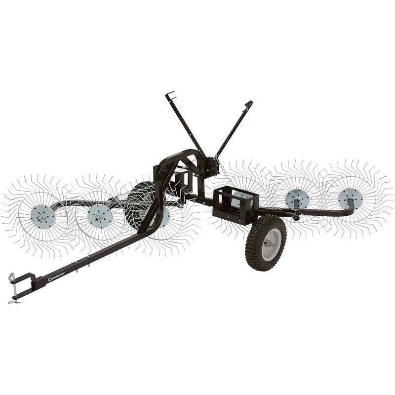 Strongway 55in Inline Acreage Rake w 6 Tine Reels