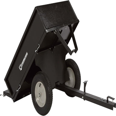 Strongway Steel ATV Trailer with 500-Lb. Capacity and 10 Cu. Ft. in inclined position