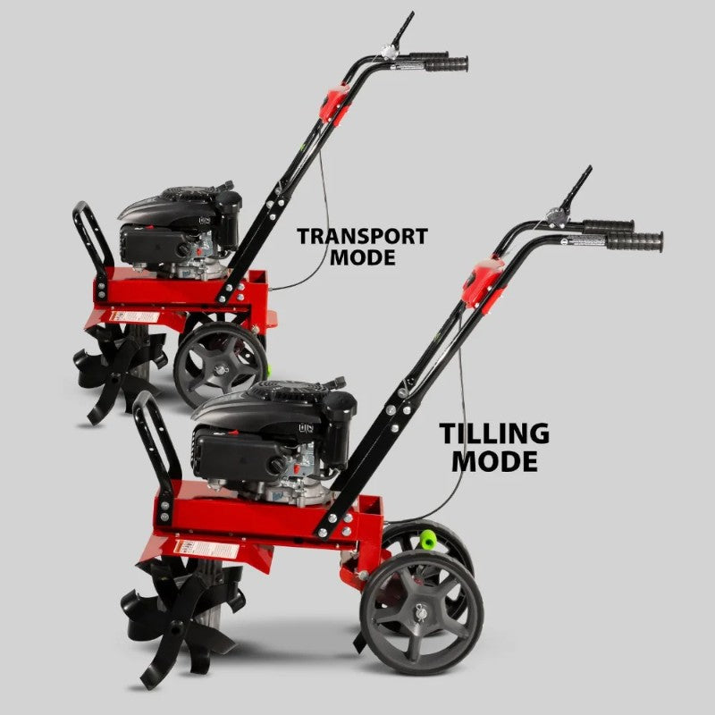 Tilling and Transport Mode of Earthquake 140cc Badger Front Tine Tiller in the Field