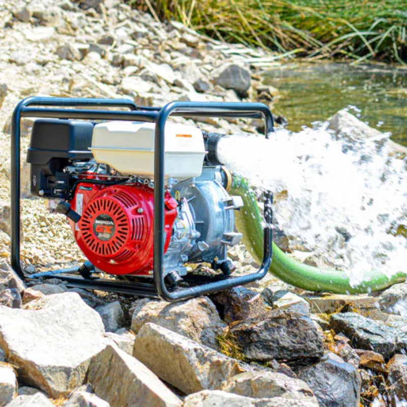 Tomahawk TW3H 3" Industrial Full Trash Pump Powered By Honda 8HP GX270 Near a Water Stream