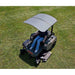 top view of Woman riding on her Zero turn mower with sunshade