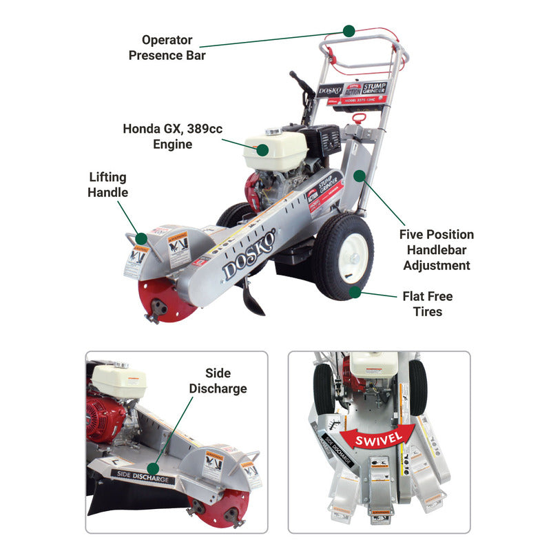 Dosko 337S-13HC Walk Behind Swivel Stump Grinder with 13HP Honda GX390