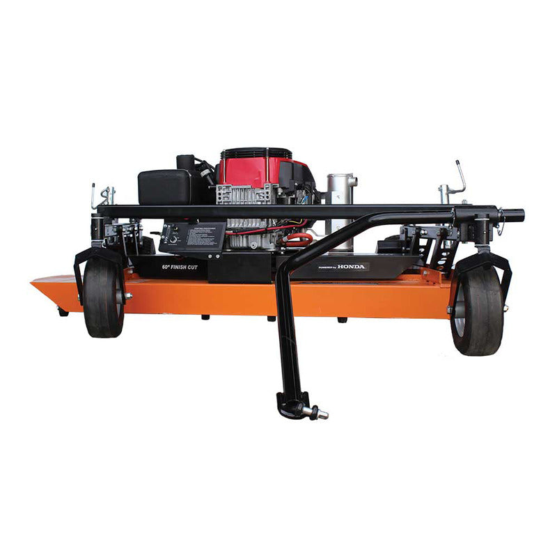 full front view of BravePro 60" Finish Cut Pull-Behind Mower(BRPFC112HE) with GXV630 Honda Engine