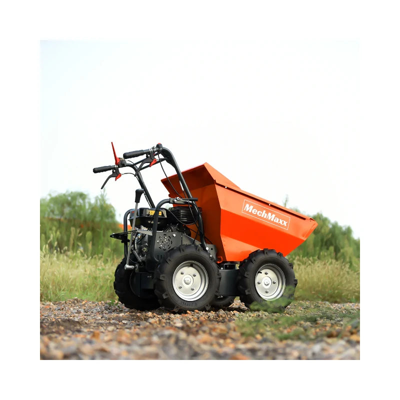 Ground level view of MechMaxx 660lbs Capacity 7HP Gas Powered Wheelbarrow Cart T30 3F+1R Gearbox