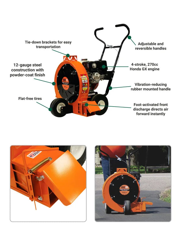 info graph of Honda GX160 Gas Powered Walk Behind Blower (BRPB140H) by Brave Pro