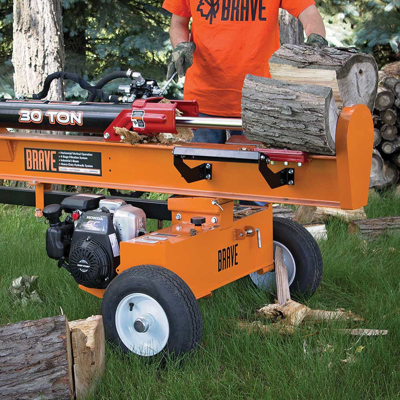 Log Split in half by Brave VH1730GC 30 Ton Log Splitter Powered by Honda GC190