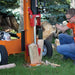 Man operating the Brave VH1730GC 30 Ton Log Splitter Powered by Honda GC190 while in vertical position