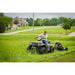 front view of man driving ATV with Swisher 44 Inch Rough Cut Tow Behind Trail Cutter | RC14544CPKA