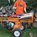 Man operating theBrave VH1724GC 24 Ton Log Splitter Powered by Honda GC160 in horizontal position