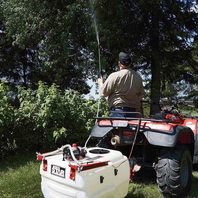 man spraying pesticide on his tree