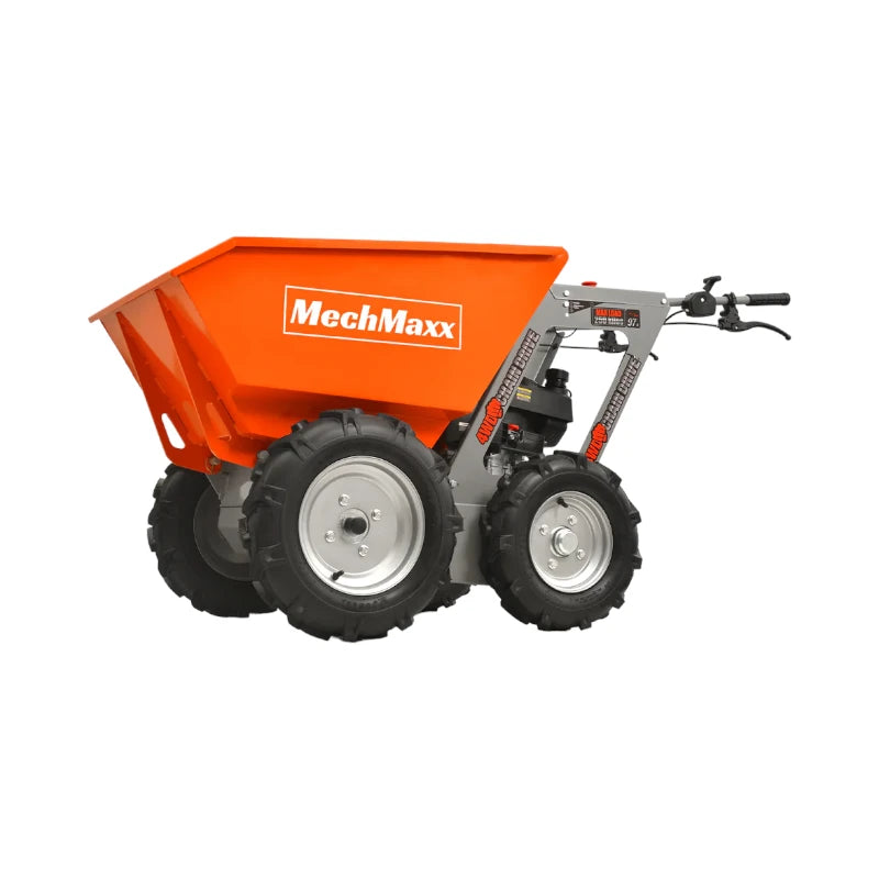 Side View of MechMaxx 660lbs Capacity 6.5HP Gas Powered Wheelbarrow Cart T25 4F+1R Gearbox