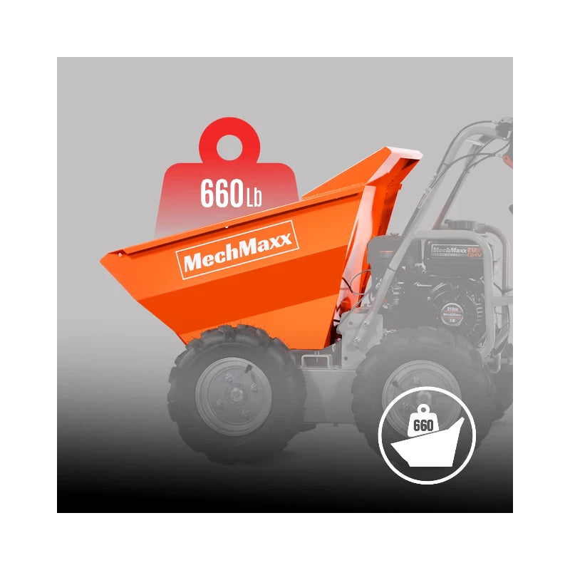 7HP Gas-Powered MechMaxx Wheelbarrow, 660lbs Capacity