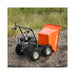 Rear View of MechMaxx 660lbs Capacity 7HP Gas Powered Wheelbarrow Cart T30 3F+1R Gearbox with Dump Box Tilted