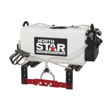 side view of NorthStar ATV boomless broadcast and spot sprayer with the spraygun on the side