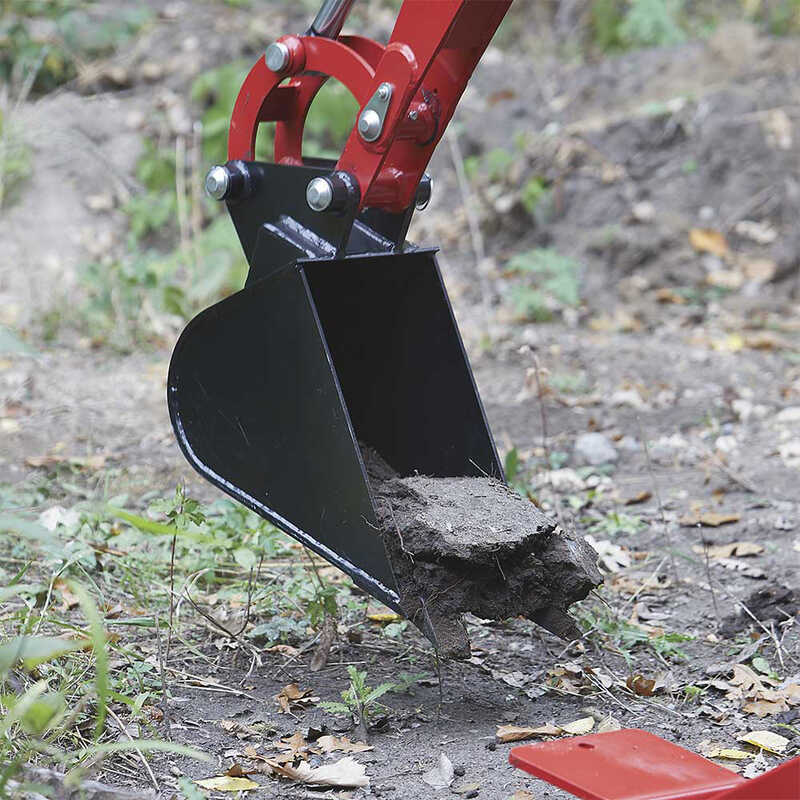 NorTrac Trencher 10-in. Bucket Attachment installed on NorTrac Towable Trencher