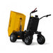 MechMaxx 1100 lb Capacity Battery Powered Hydraulic Tipping Dump Cart EH50 with dump box tilted