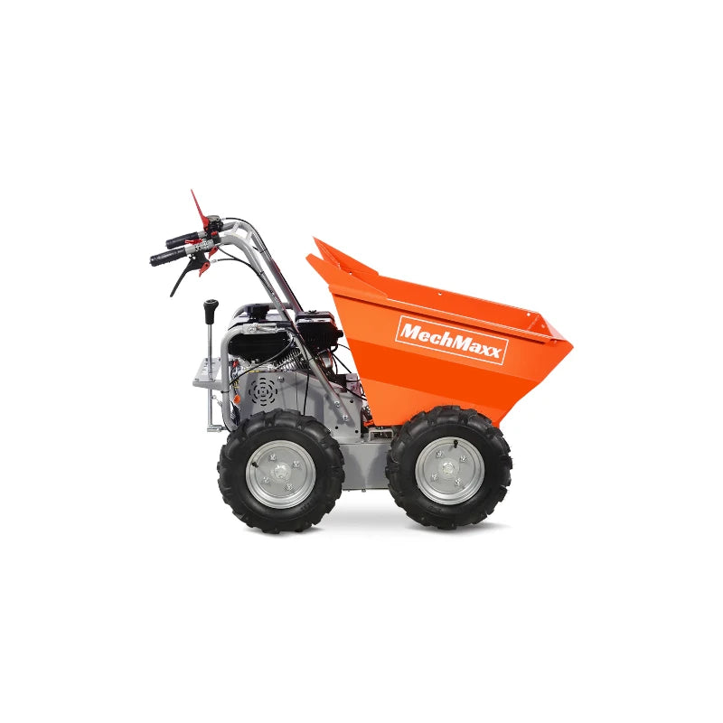 Right side of MechMaxx 660lbs Capacity 7HP Gas Powered Wheelbarrow Cart T30 3F+1R Gearbox