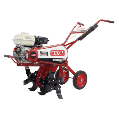 side view of maxim front tine commercial tiller with its Honda GX160 engine