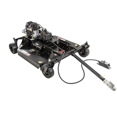 Swisher RC14552CPKA 52 Inch Electric Start Rough Cut Tow Behind Trail Cutter facing in right side with hitch bar extended forward
